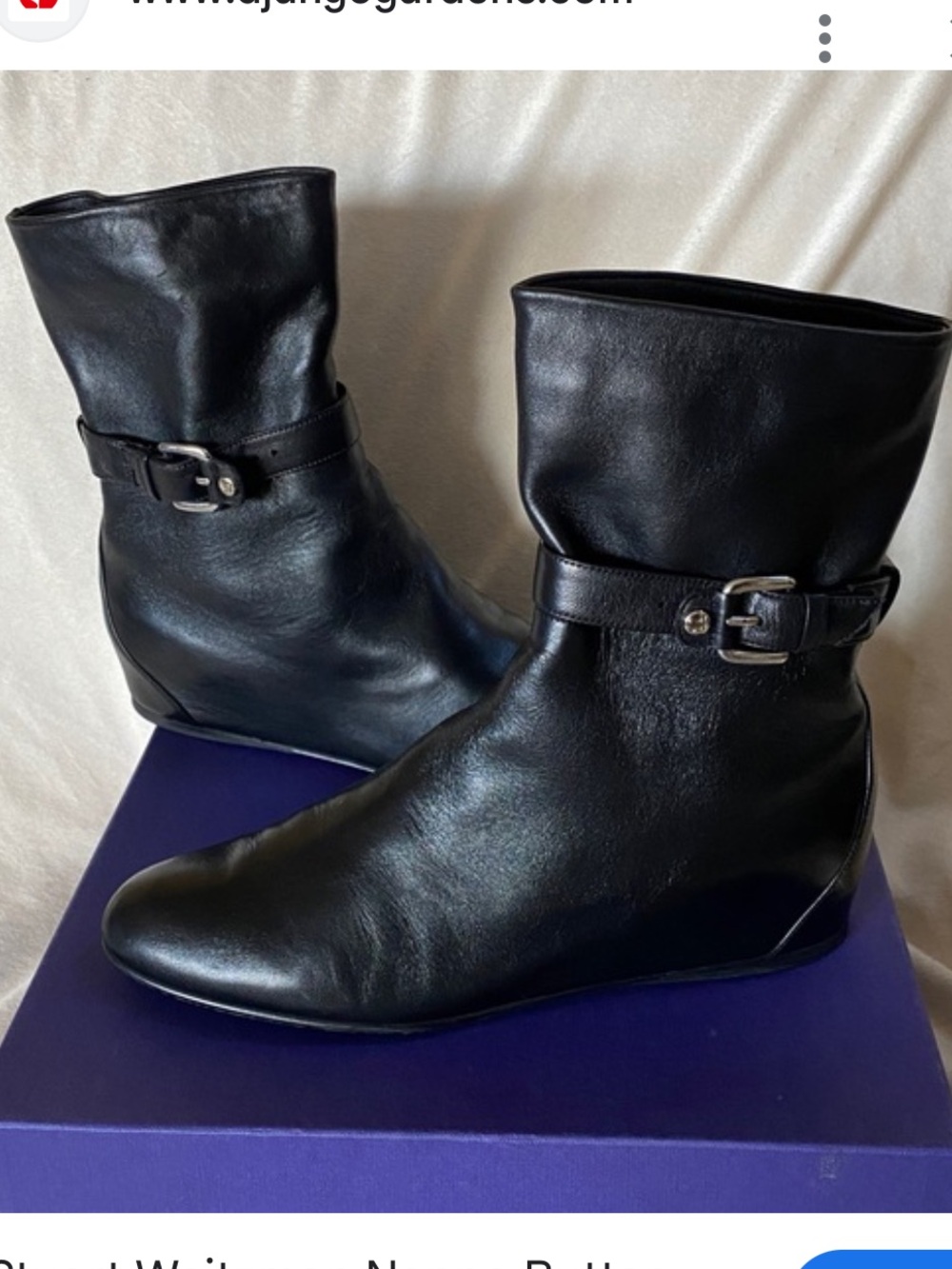 Stuart Weitzman Nappa Slouchy Wedge Boots Black